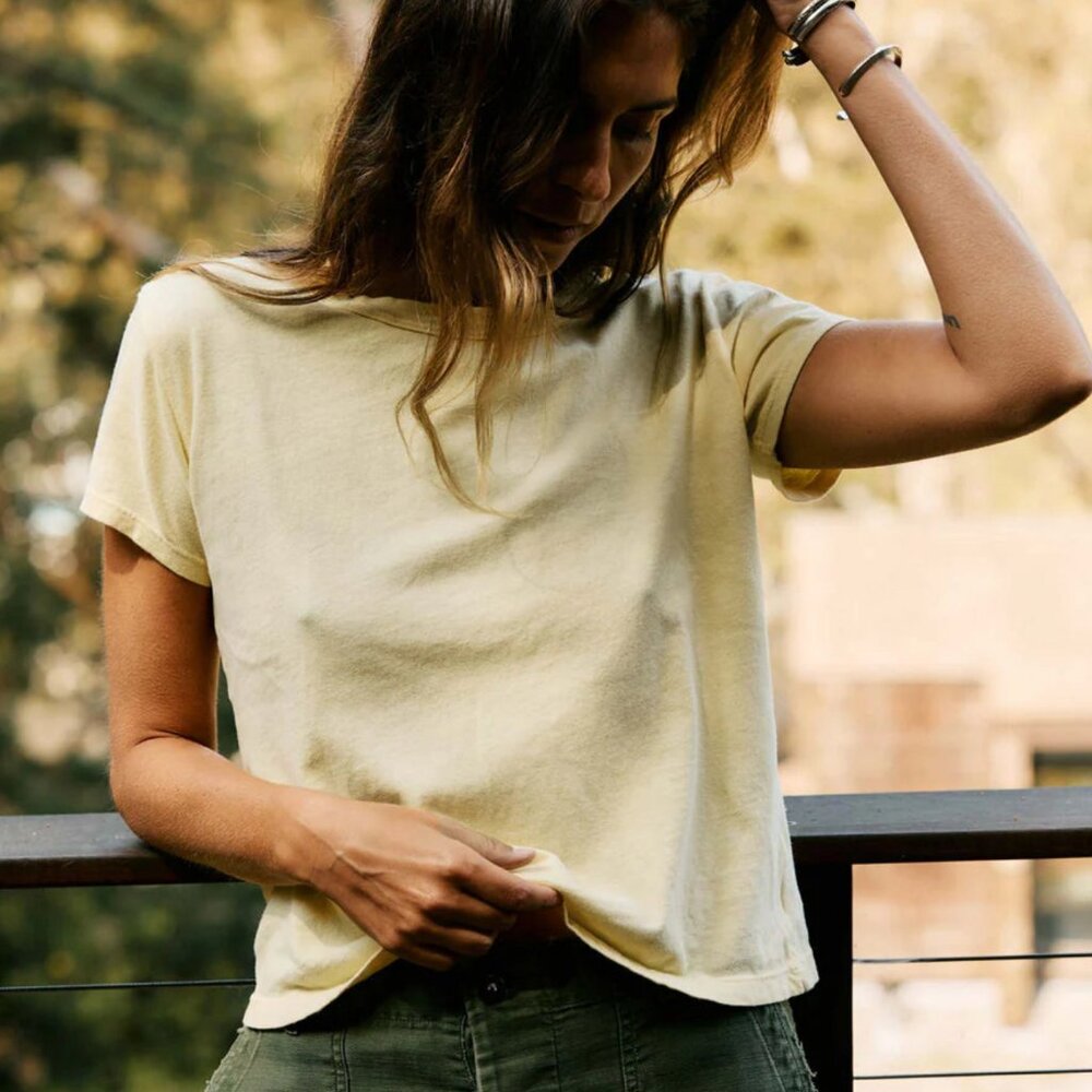 imogene + willie Drop Tee t-shirt, Yellow, XS/S
